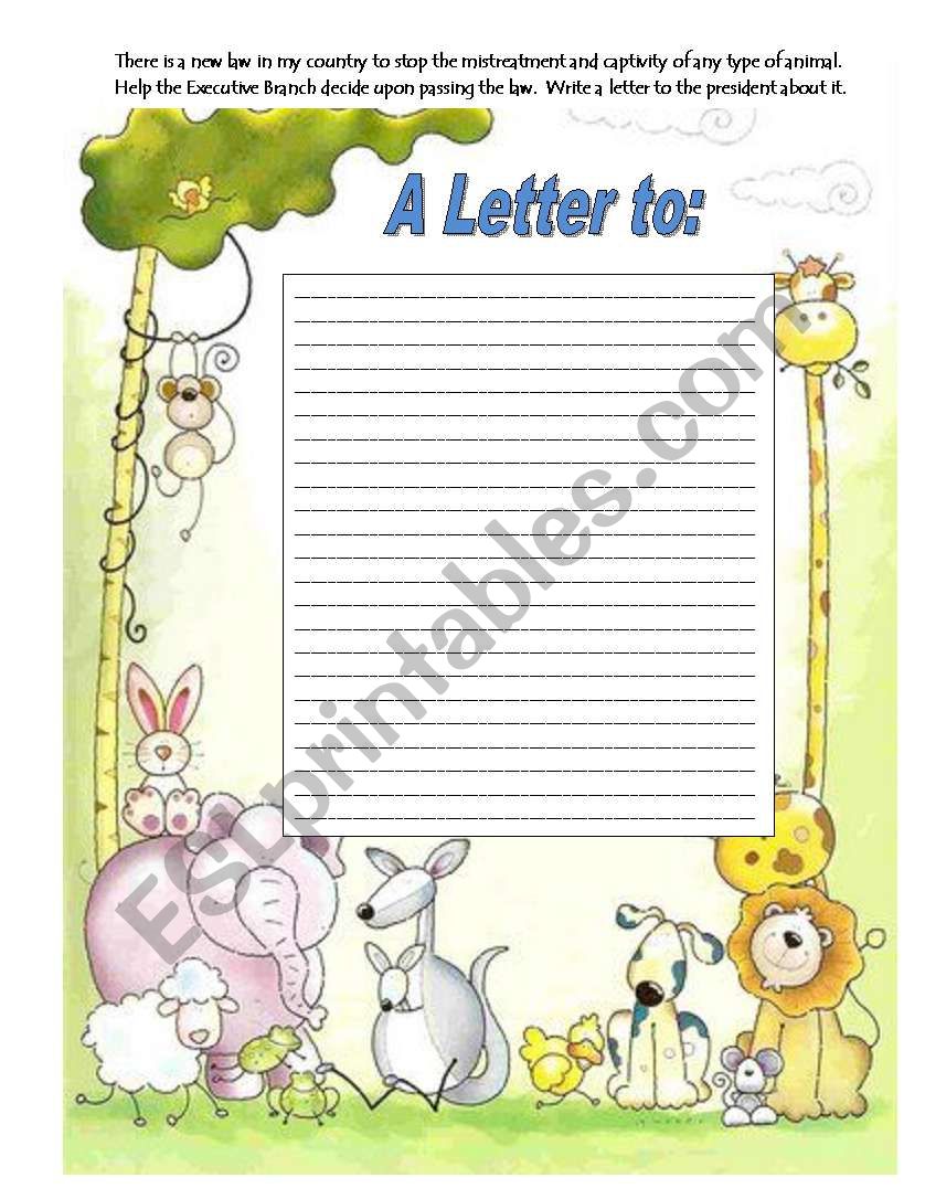 A Letter to worksheet