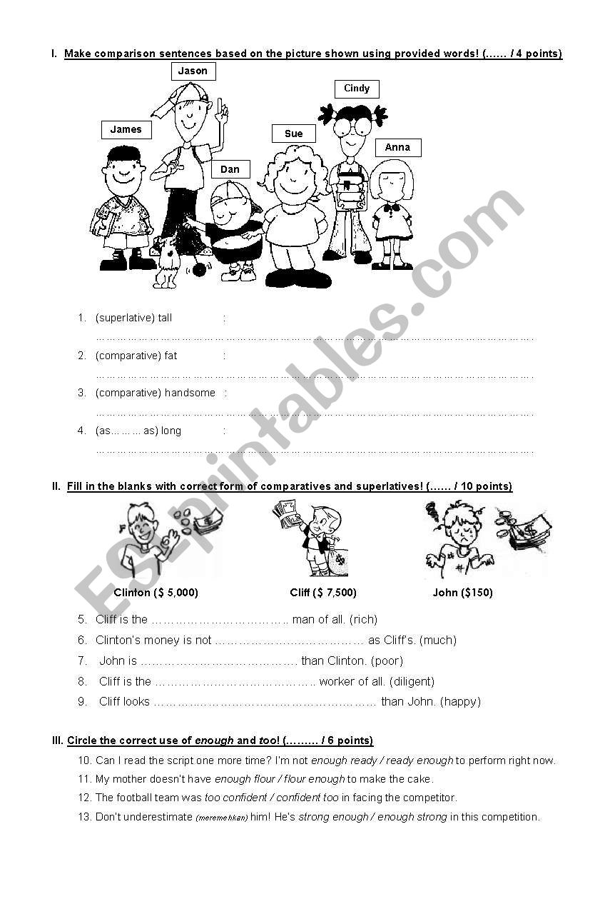 Simple Past VS Past Continuous, reading comprehension, degrees of comparison, suffixes