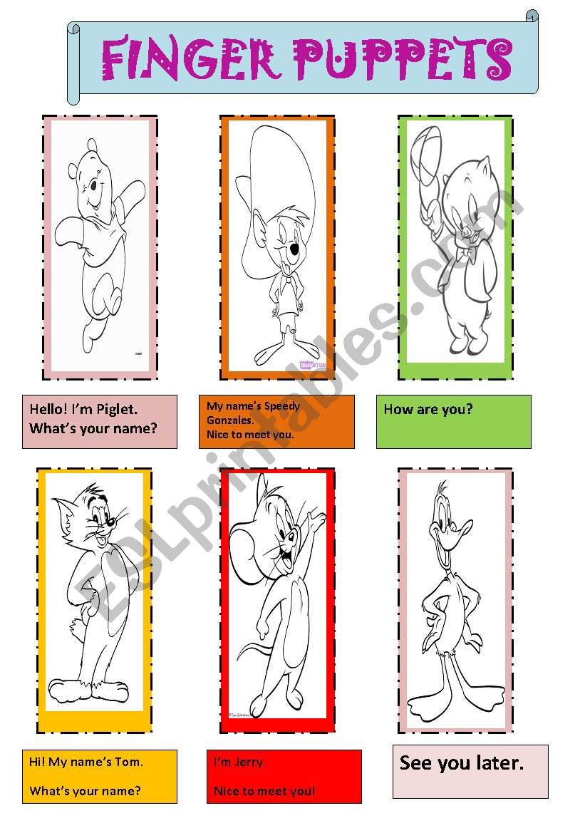 finger puppets worksheet