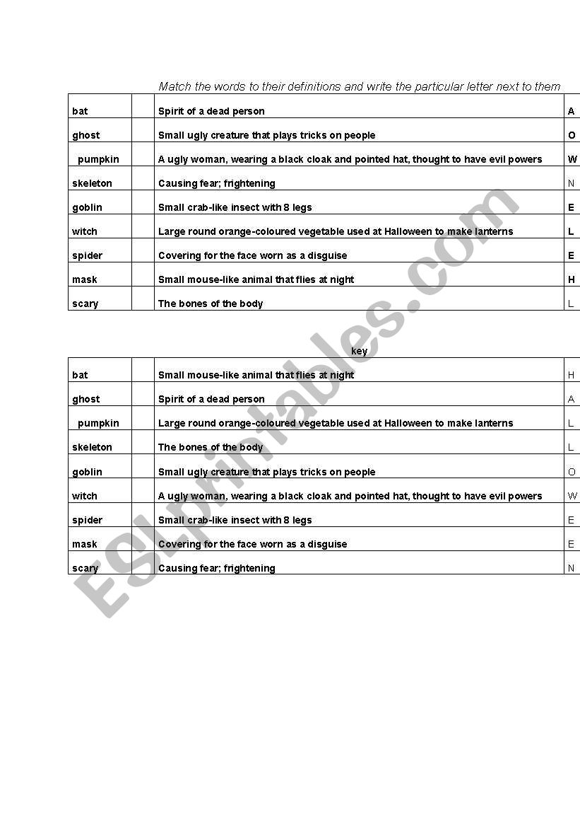 halloween worksheet