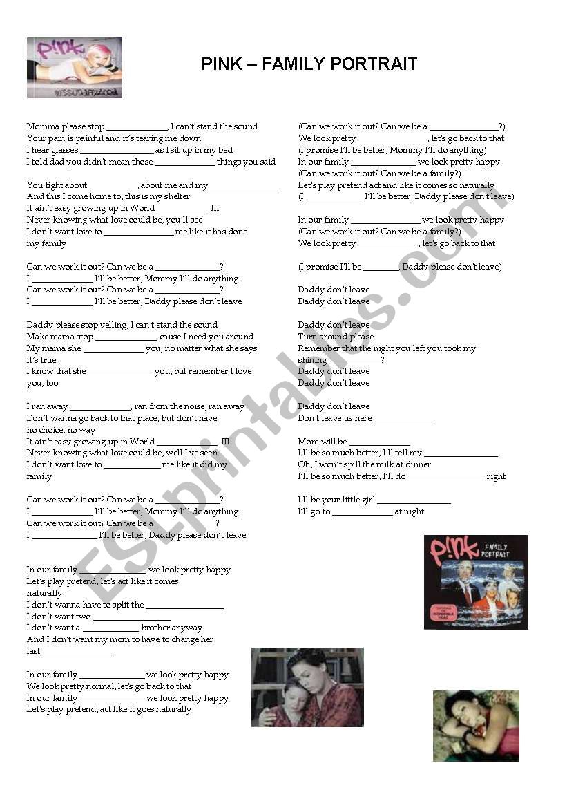Pink - Family portrait worksheet