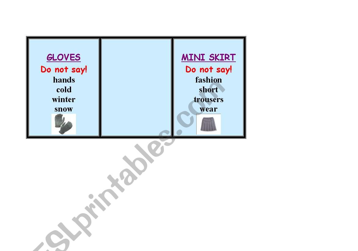 Taboo about Clothes worksheet