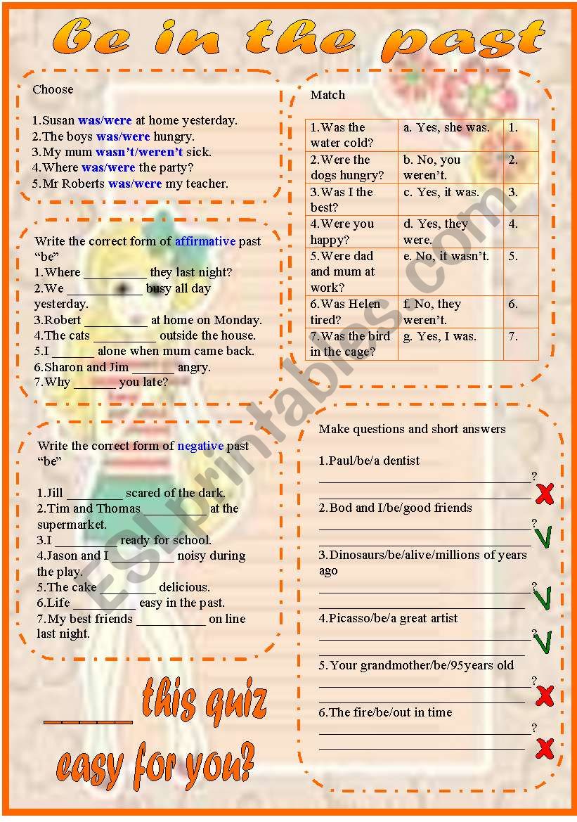 Be in the Past worksheet