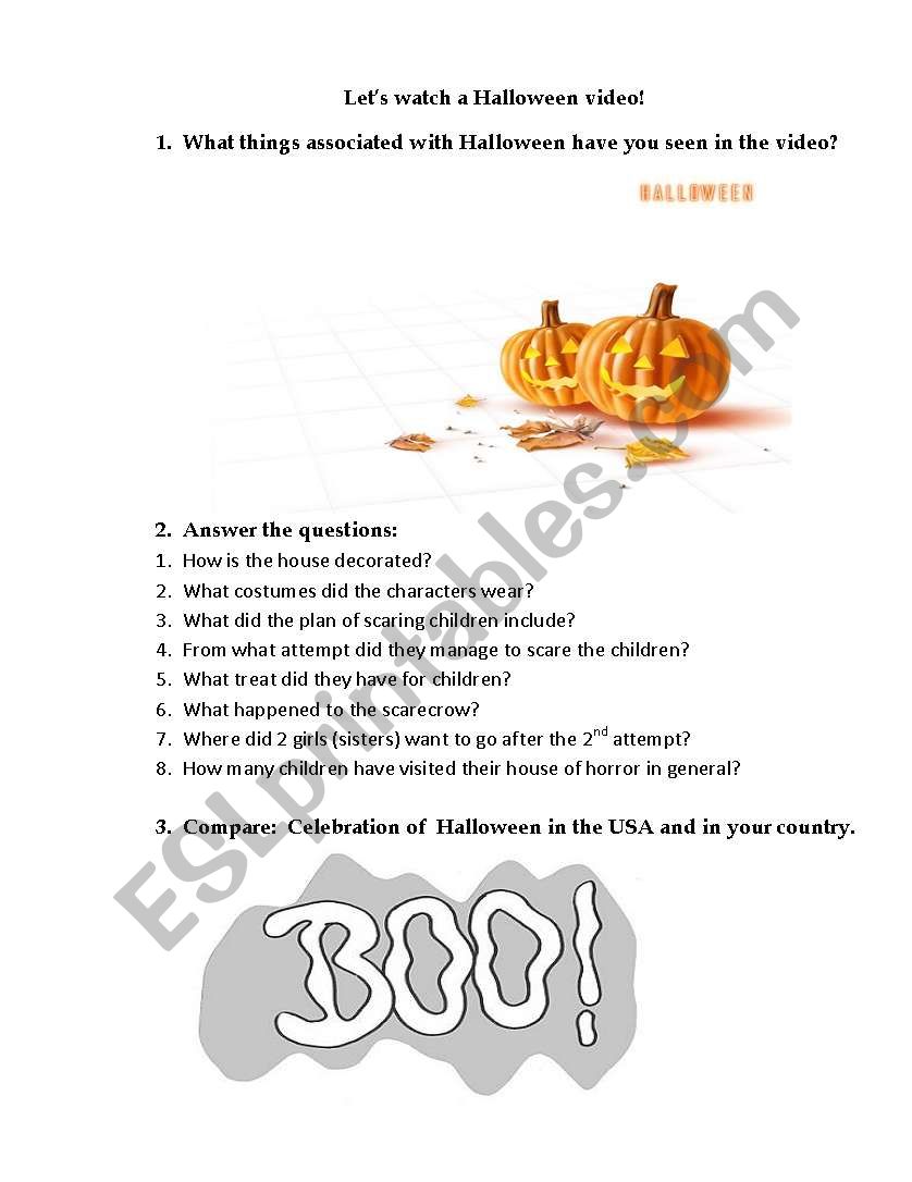 Halloween video worksheet