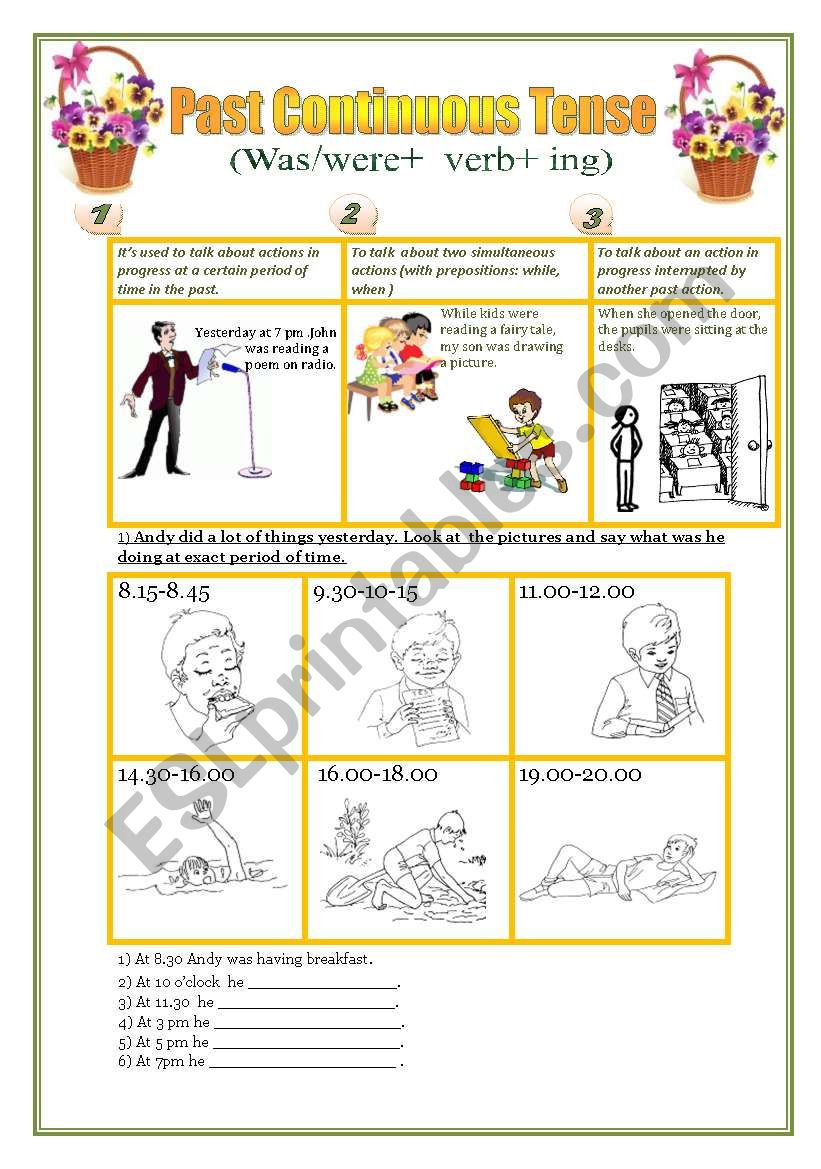 past continuous tense worksheet