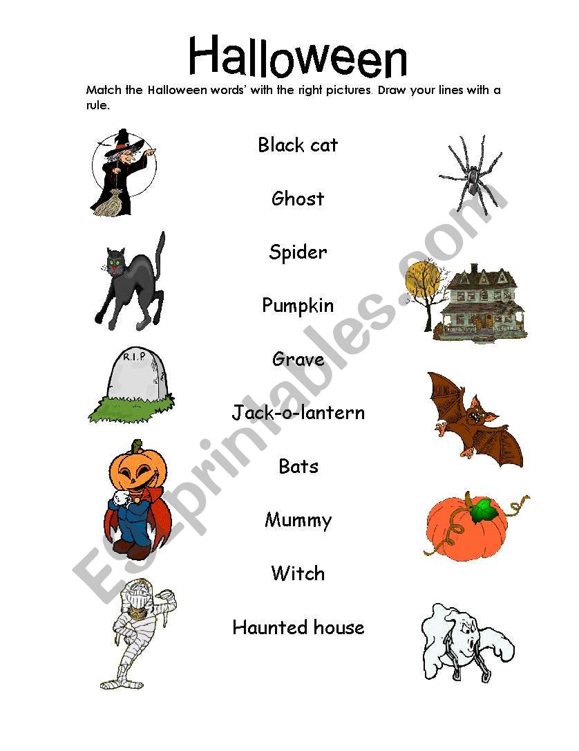 Halloween match worksheet