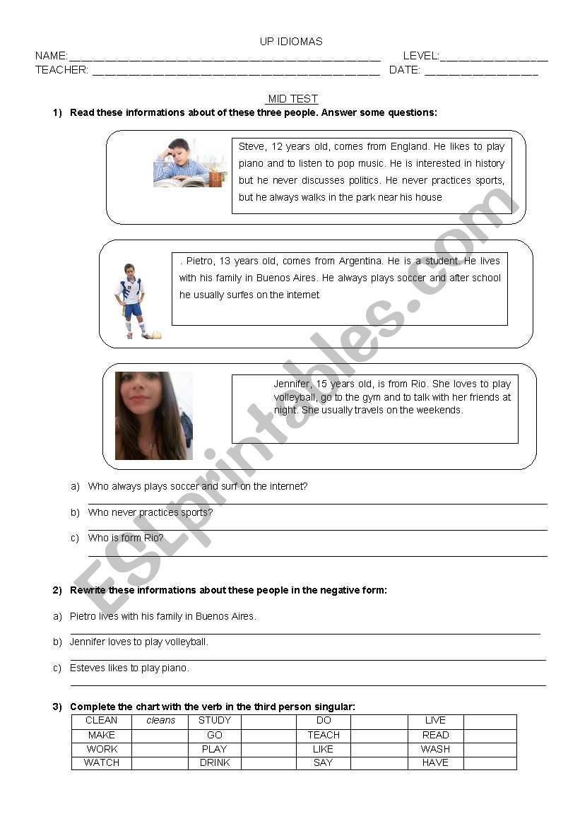 Prsent tense  worksheet