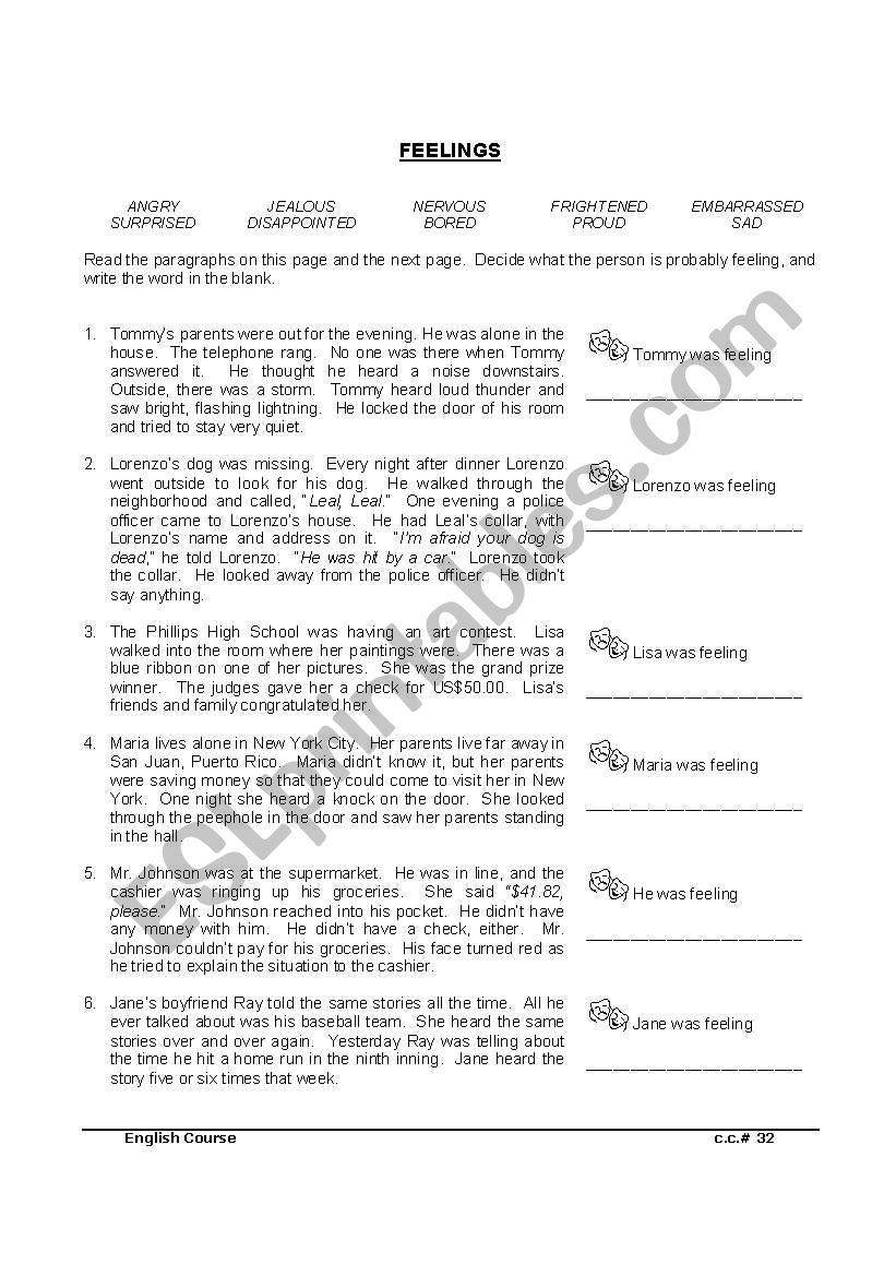 FEELINGS worksheet