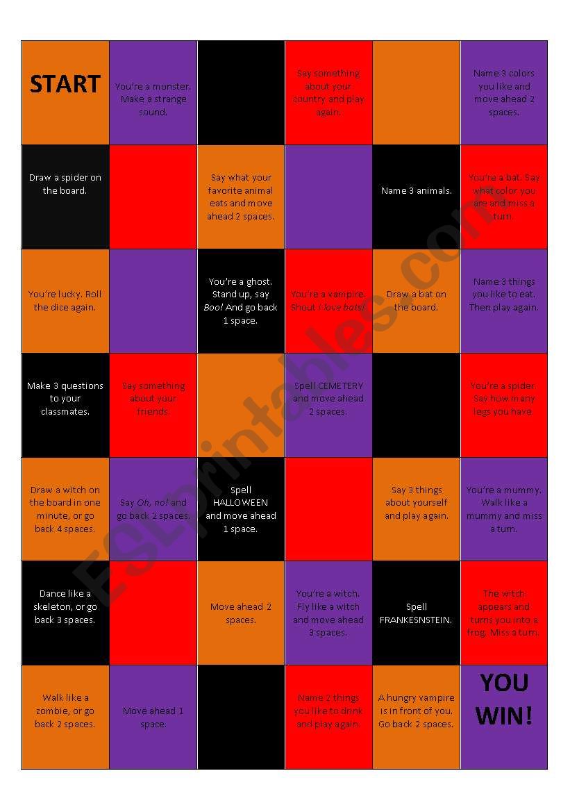 Halloween Board Game worksheet