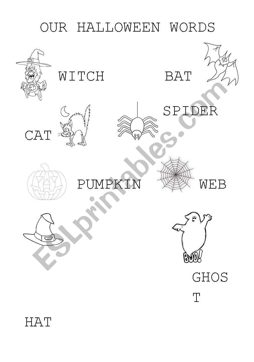 our halloween words worksheet