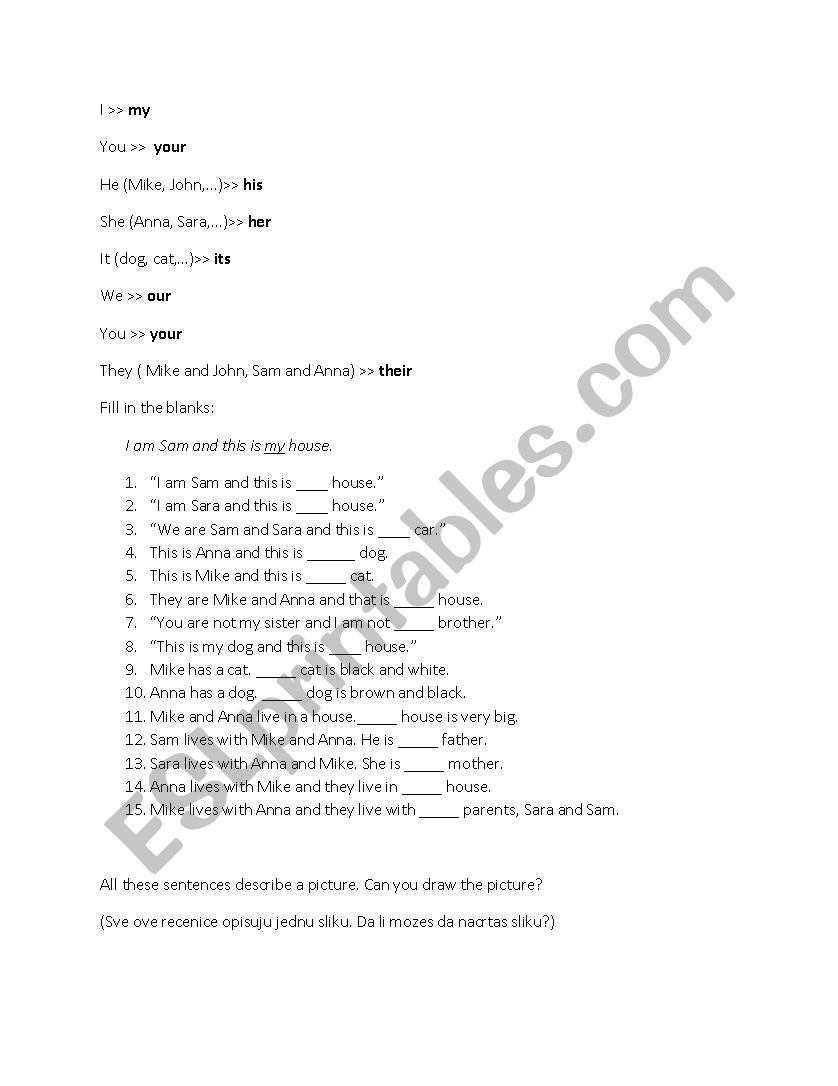 Possessive pronouns worksheet