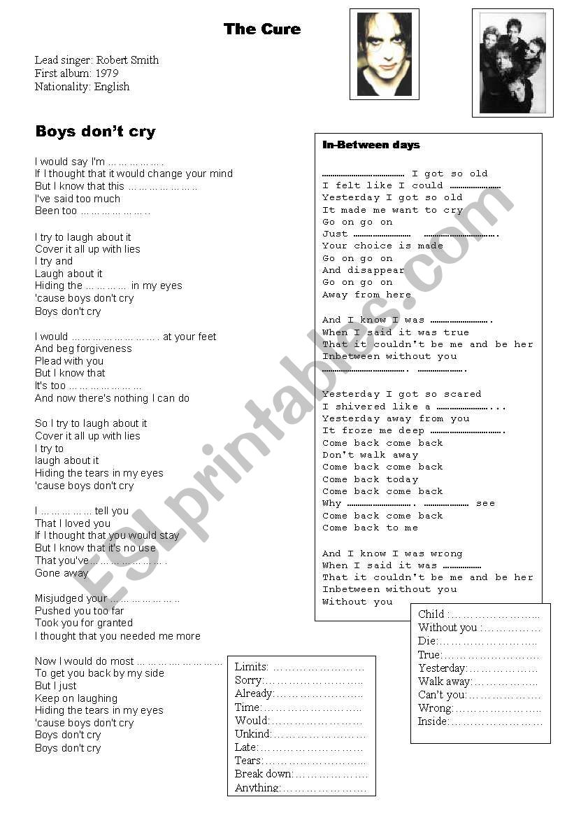 The Cure, Boys donÂ´t cry and In between days