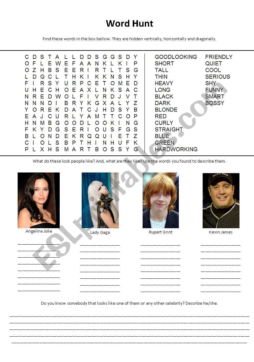 Appearance and Personality worksheet