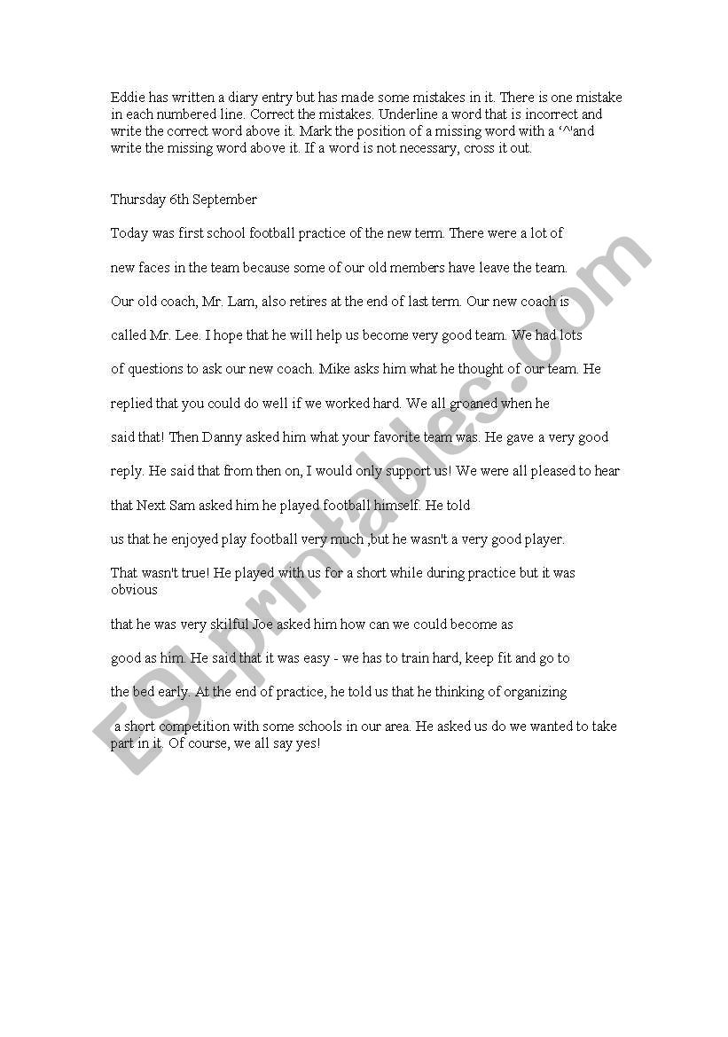 proofreading exercises worksheet