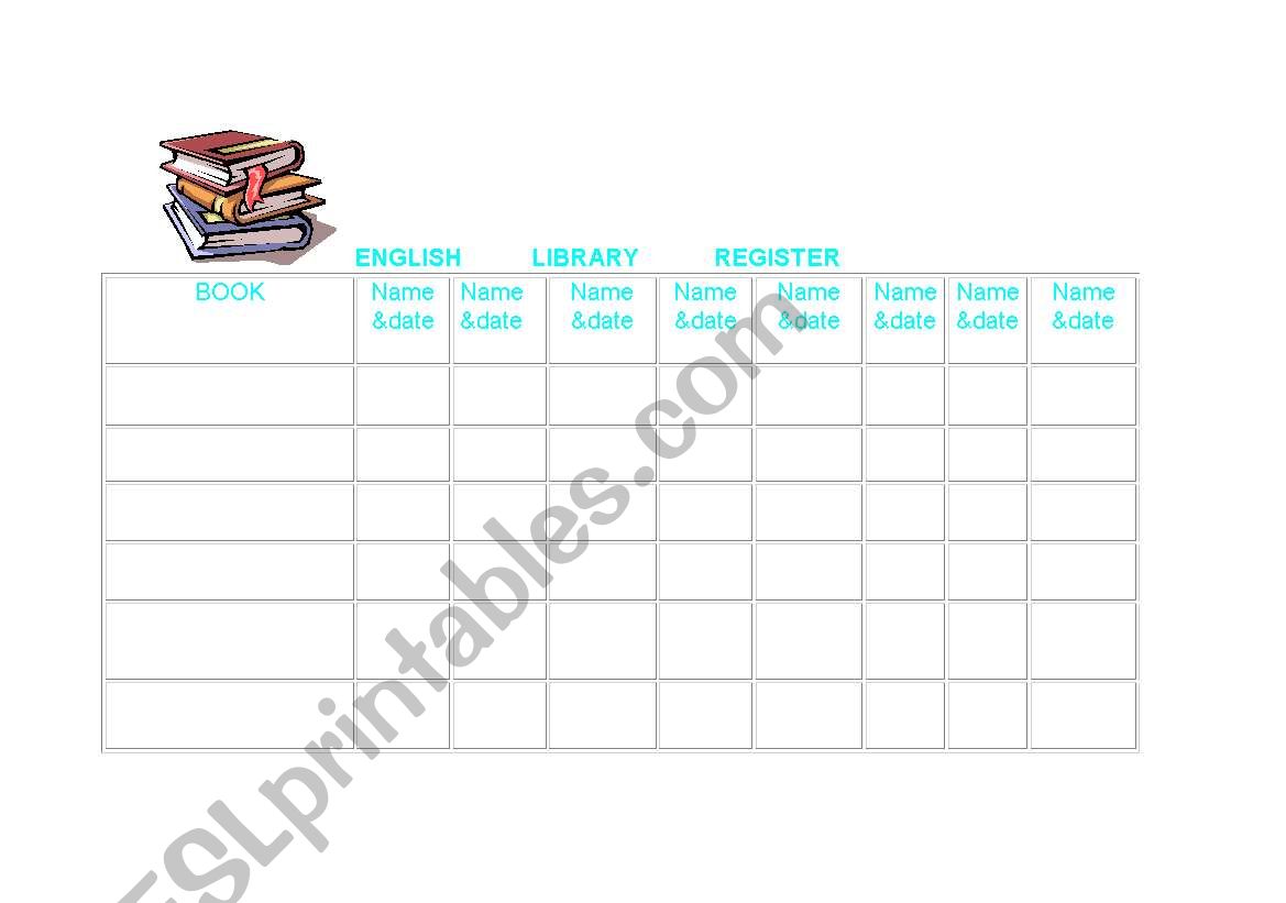 library register worksheet