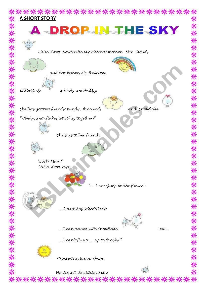 A DROP IN THE SKY worksheet