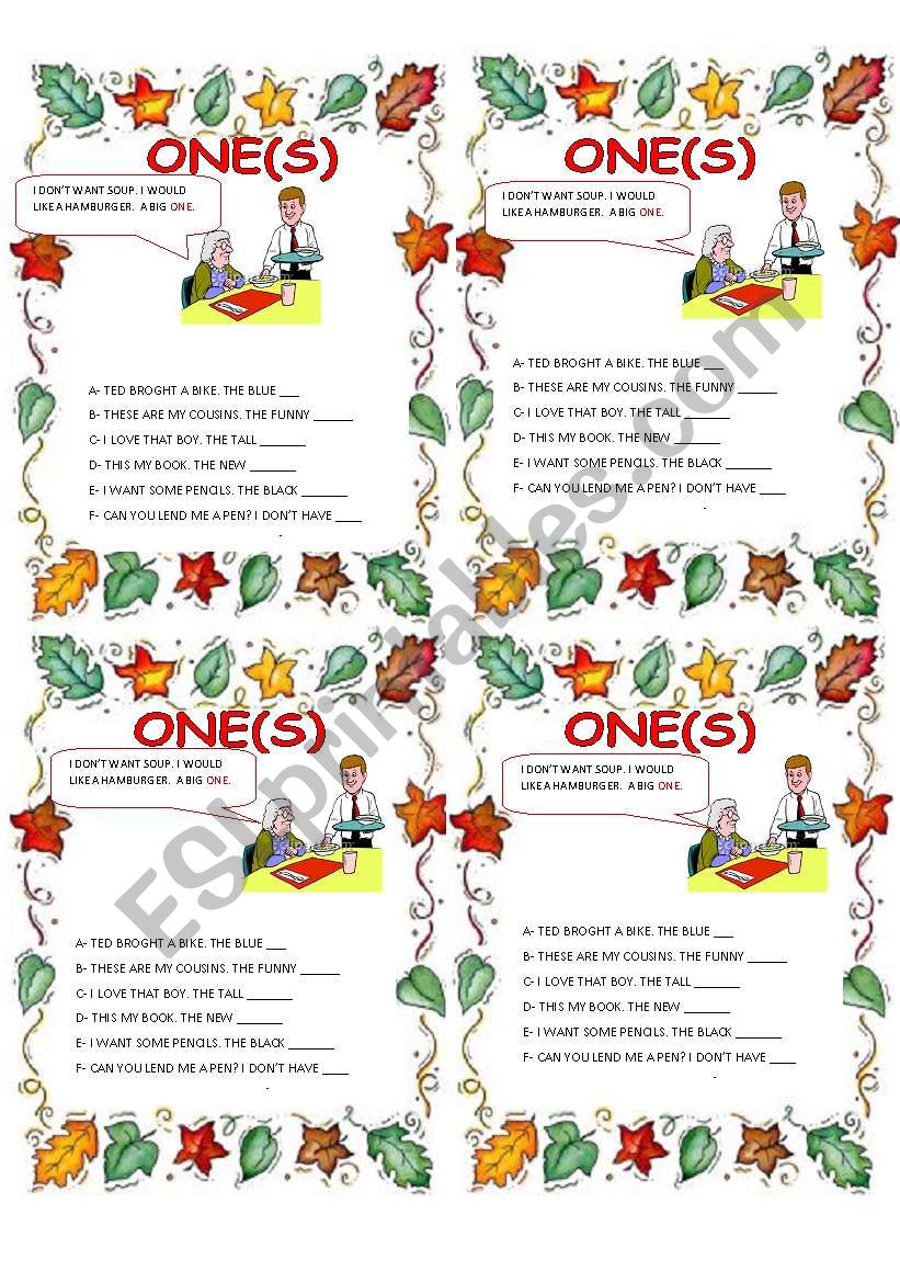 ONE / ONES worksheet