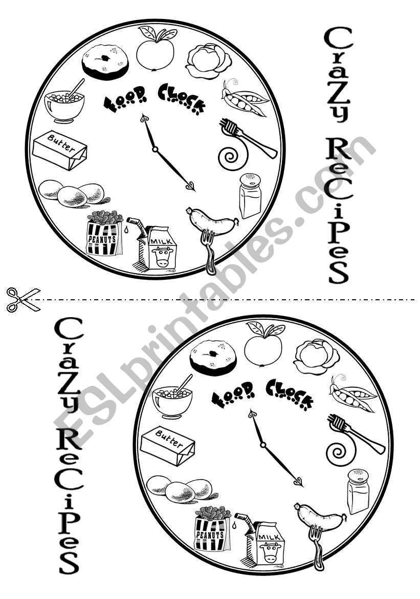 Food Clocks - Game worksheet