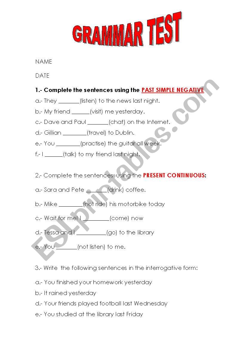 Test worksheet