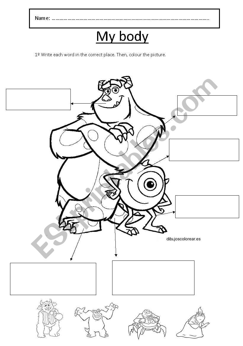 Body. Mike and Sully worksheet