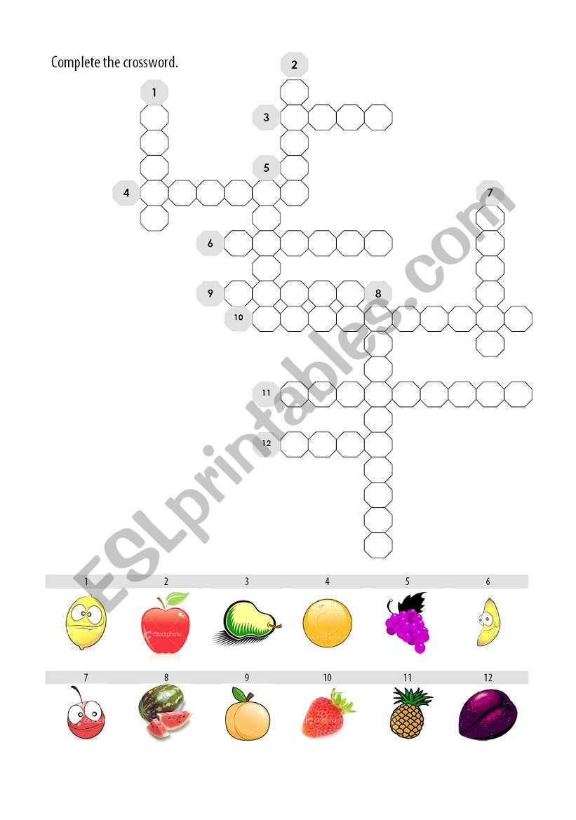 Fruit Crossword worksheet