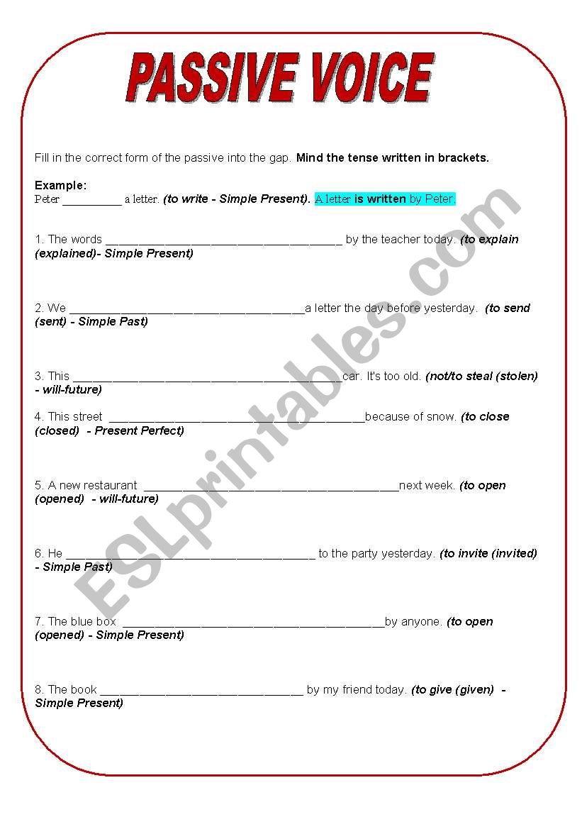 Passive Voice worksheet