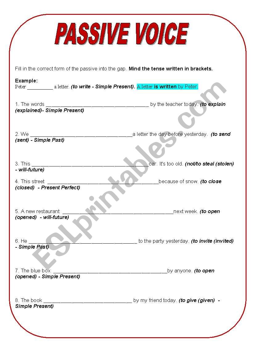 Passive Voice worksheet