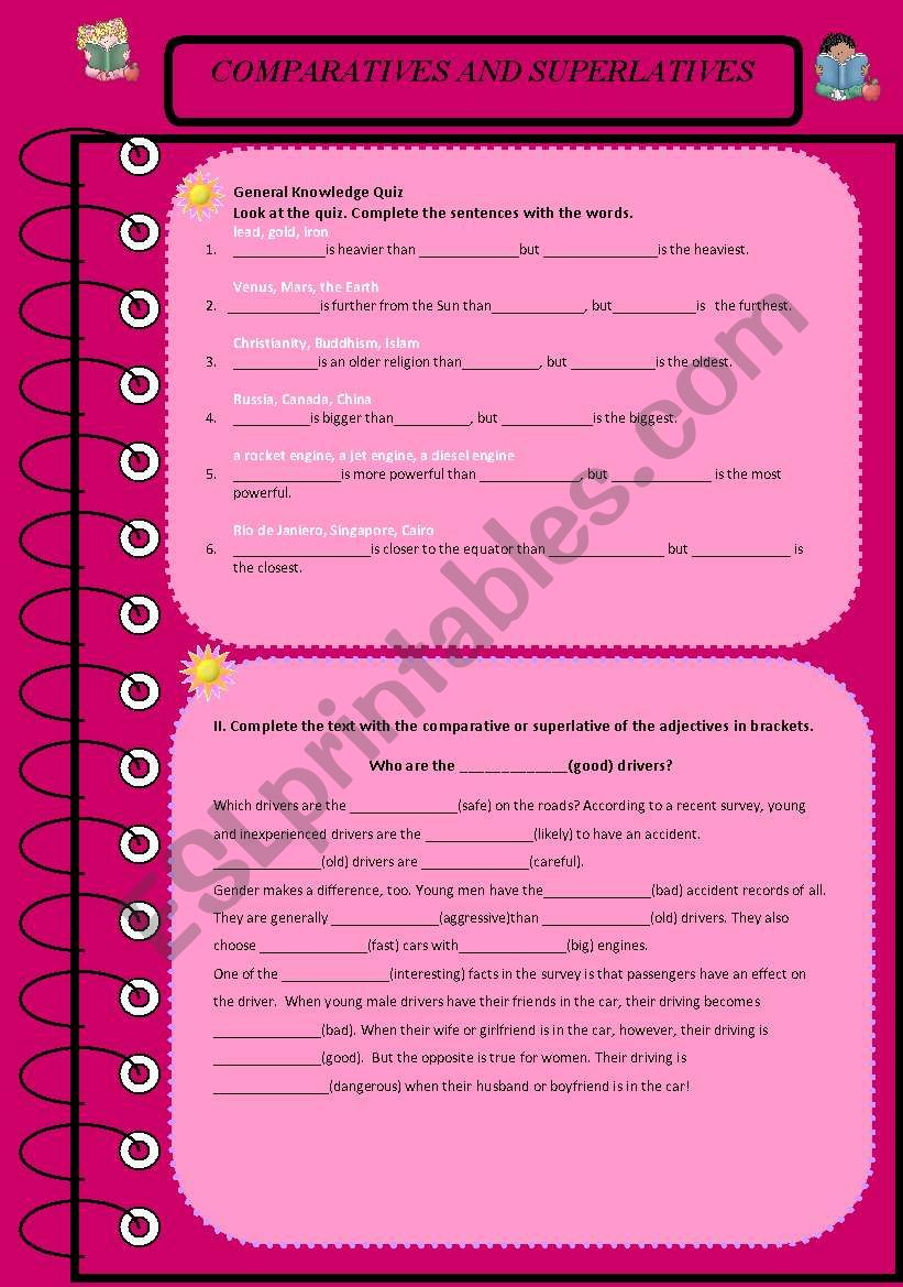 Comparaives and Superlaives worksheet