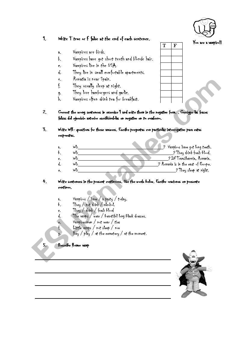 vamp life worksheet