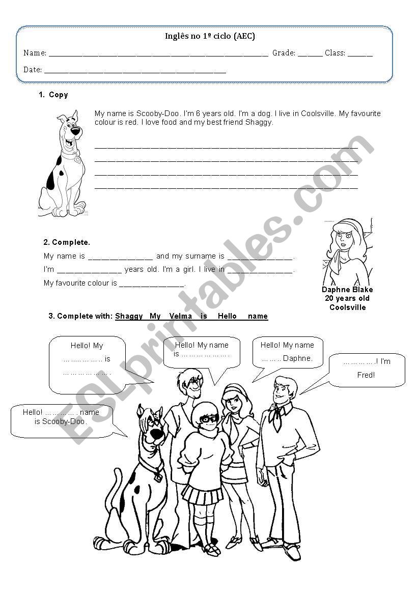 Meet Scooby-doos characters worksheet