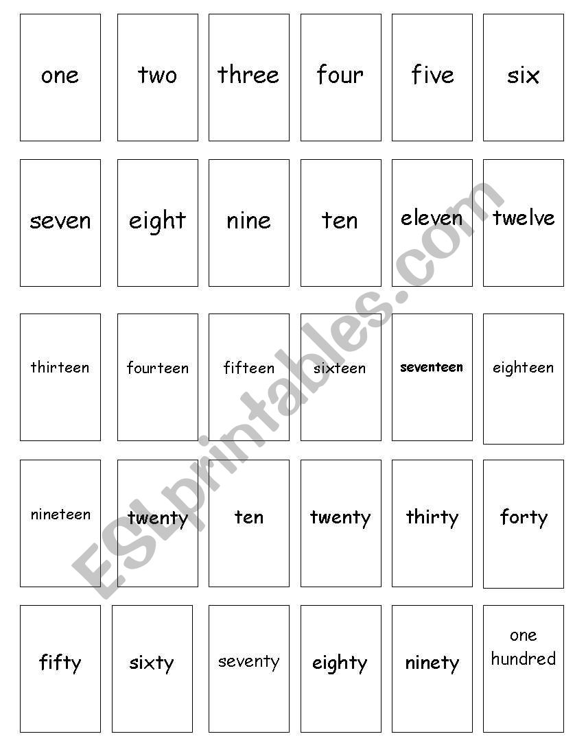NUMBERS worksheet