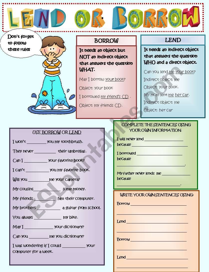 LEND OR BORROW? worksheet