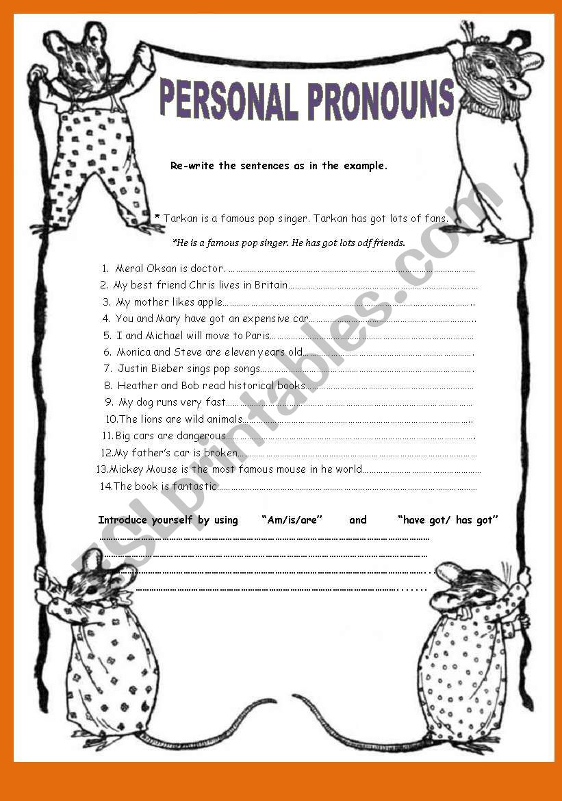 personal pronouns worksheet