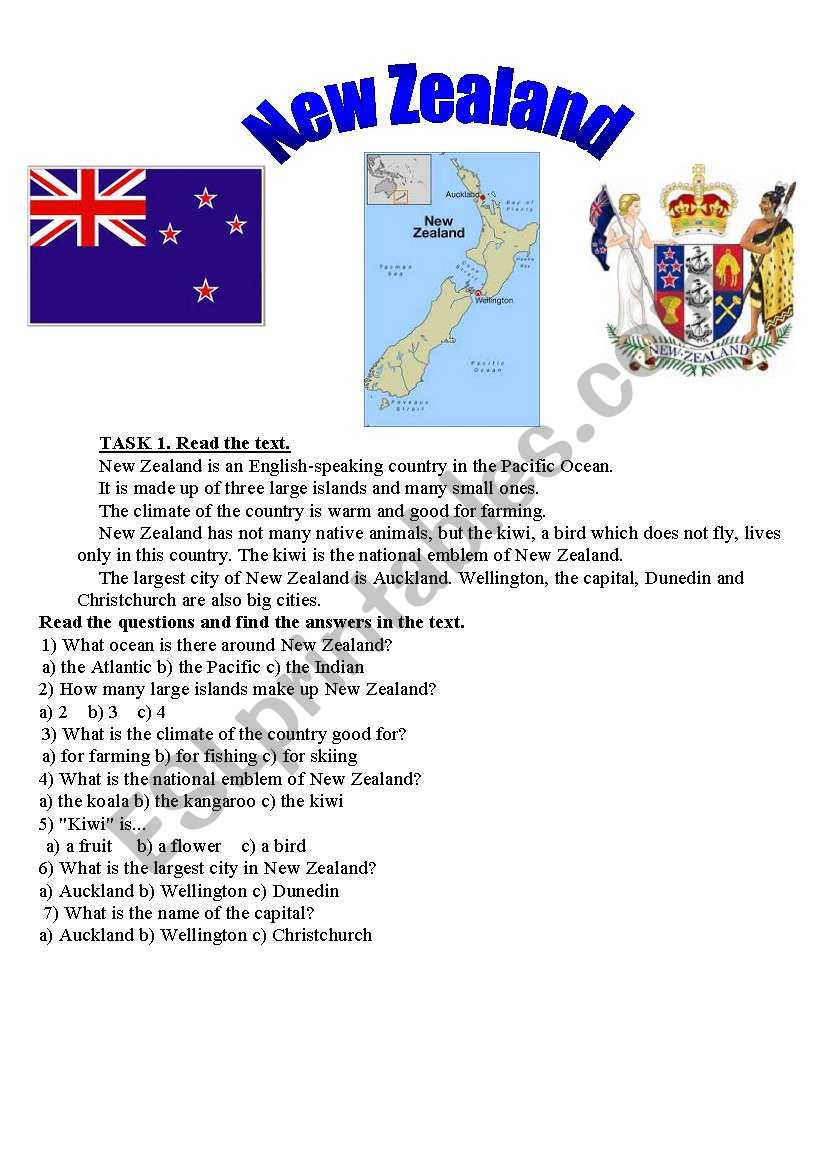 New Zeland worksheet