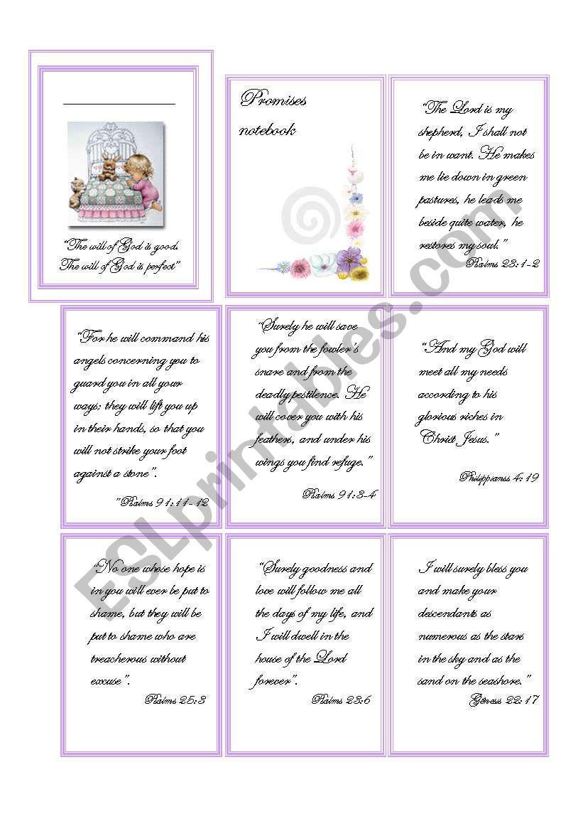 Bible promisses notebook worksheet