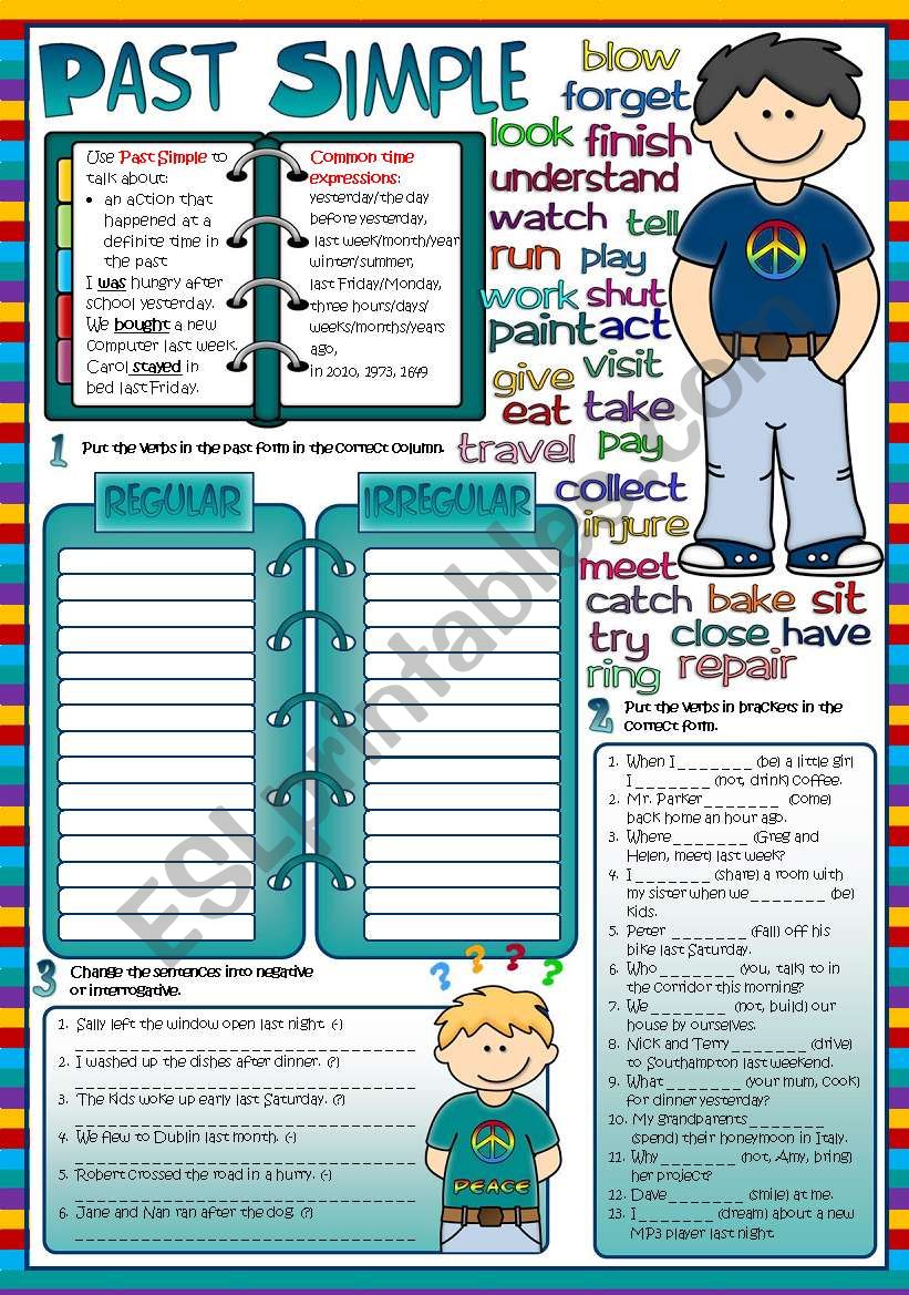 Past Simple Tense *3 tasks* (Greyscale and KEY included)