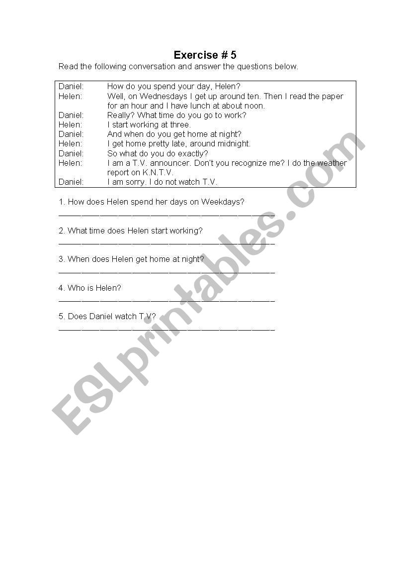 Occupations...Exercises #5 and #6