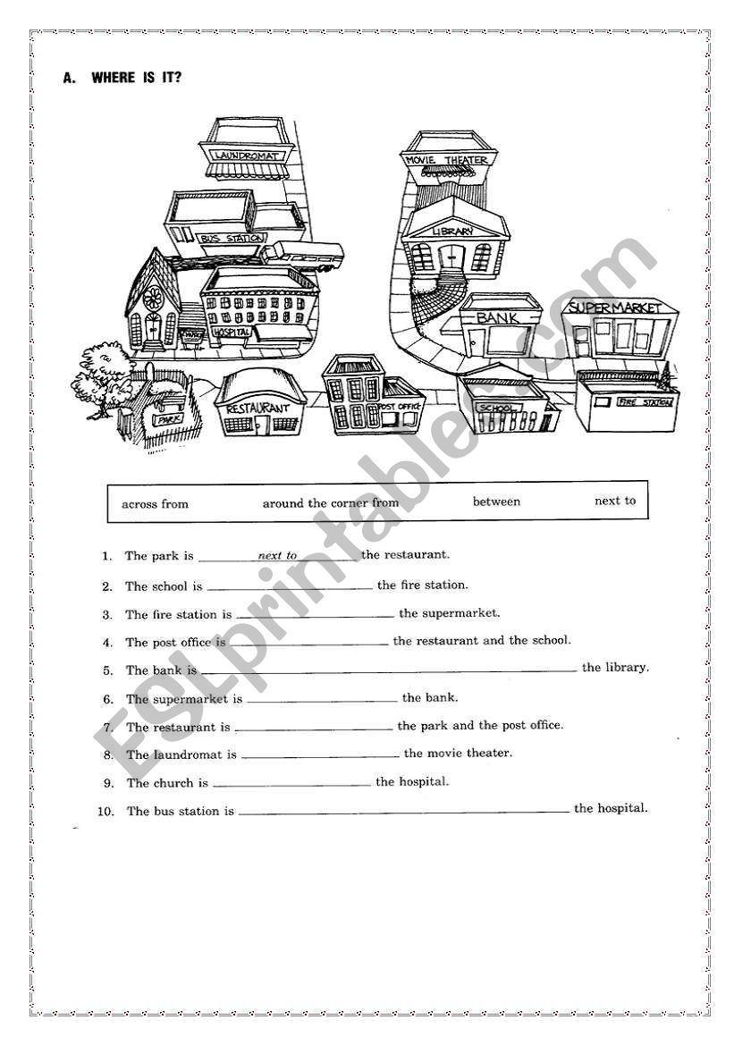 Giving Directions worksheet