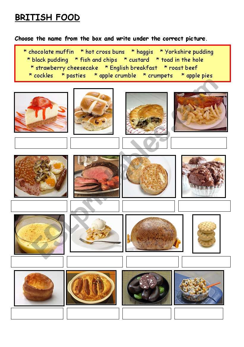 British Food  worksheet