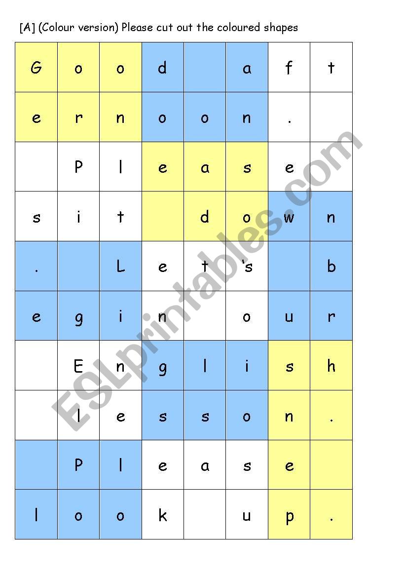 Reading puzzle worksheet