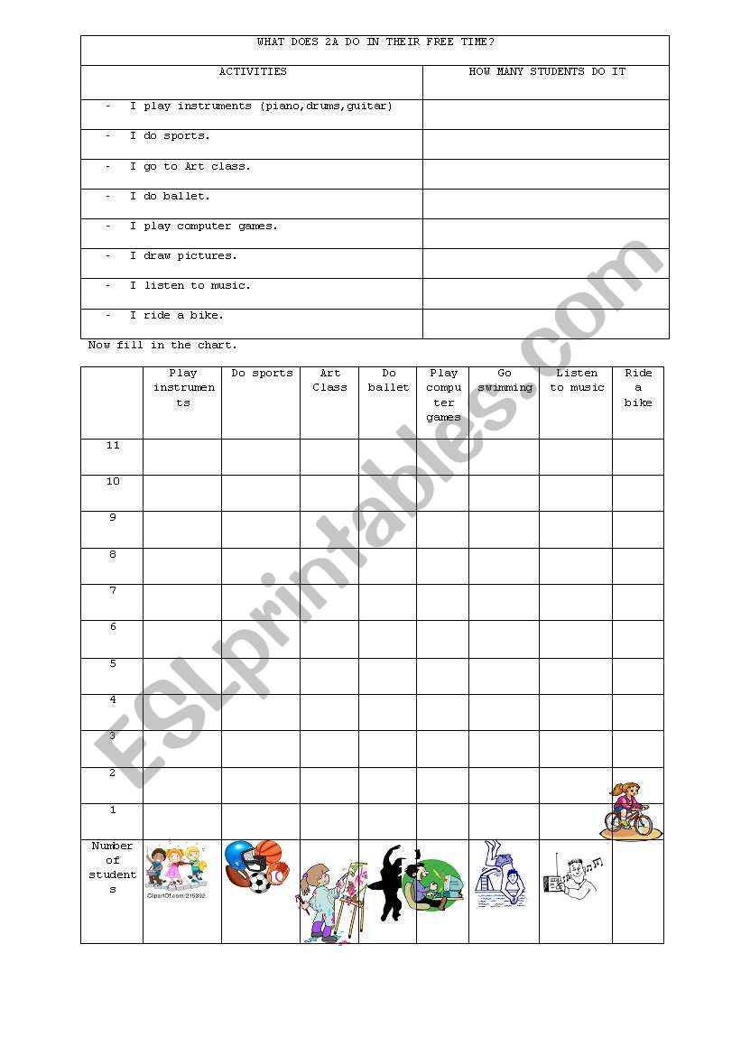 FREE TIME ACTIVITIES worksheet