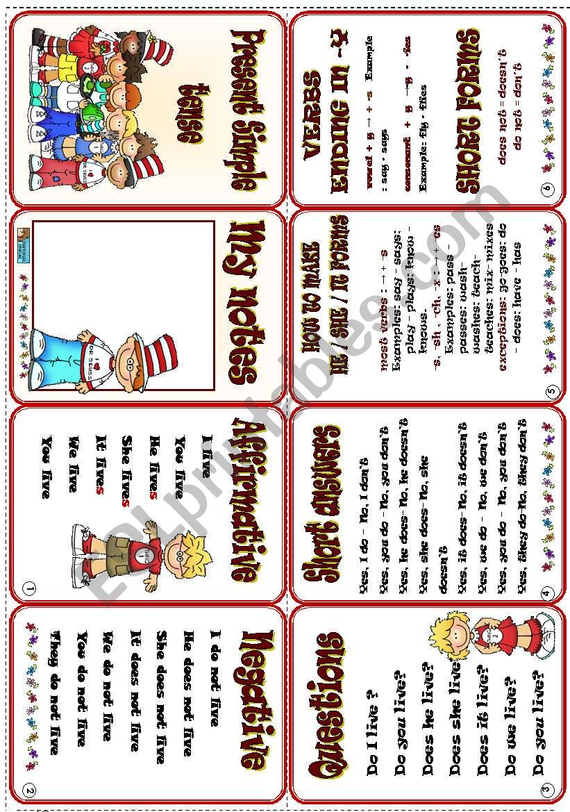 Present Simple- Mini book worksheet