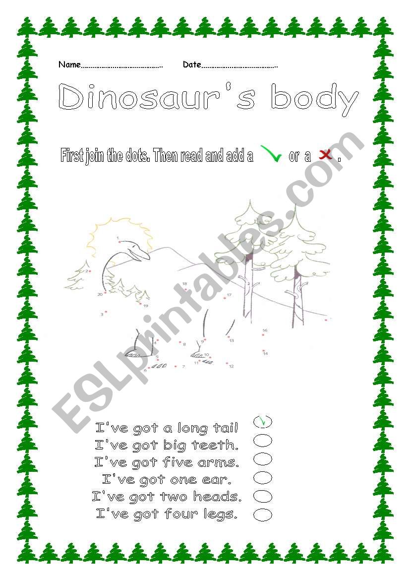 dinosaurs body worksheet