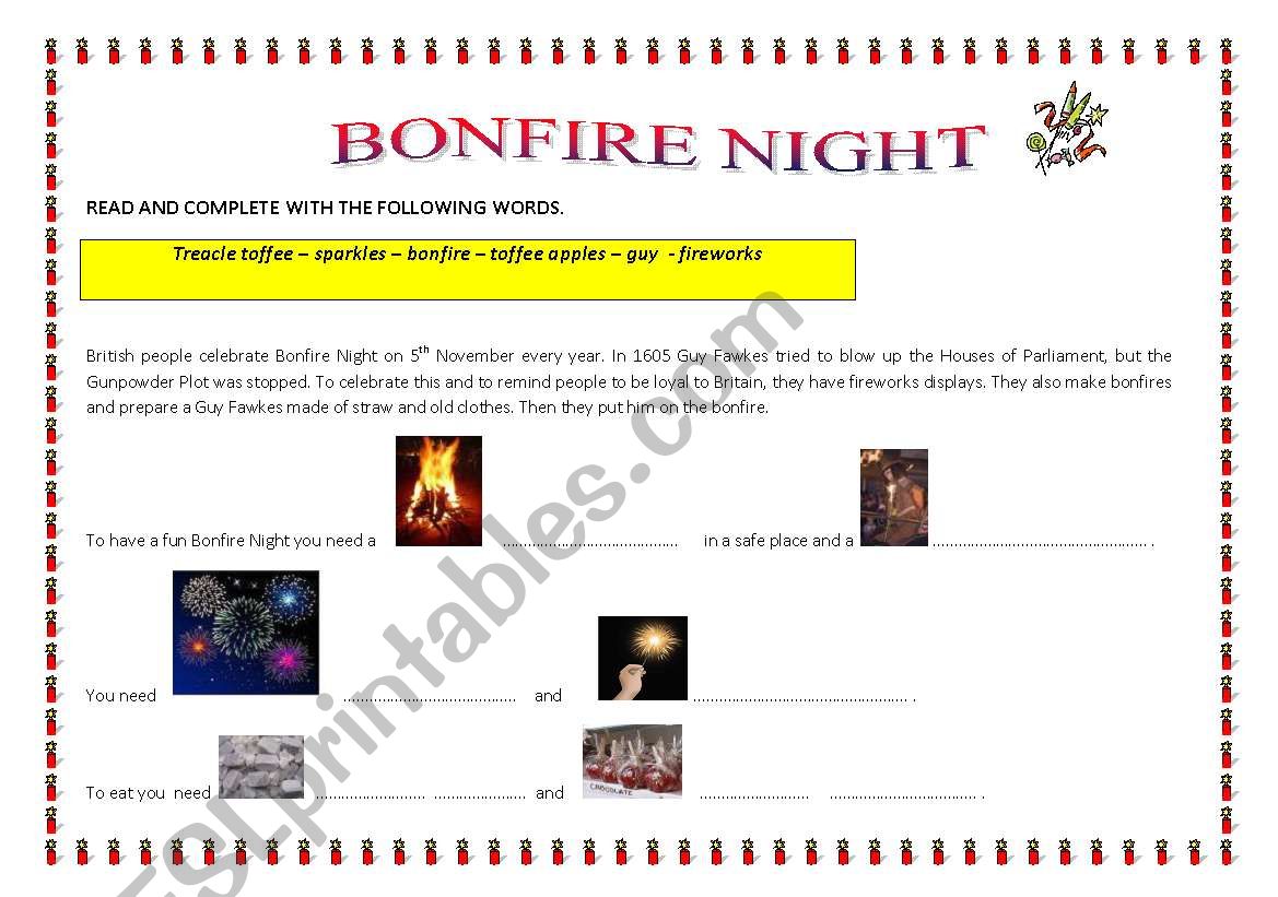 BONFIRE NIGHT worksheet
