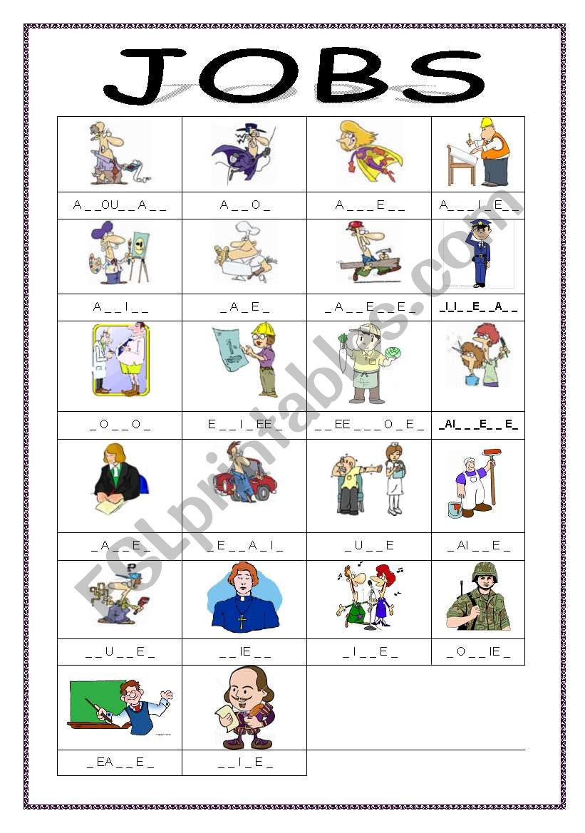 jobs worksheet