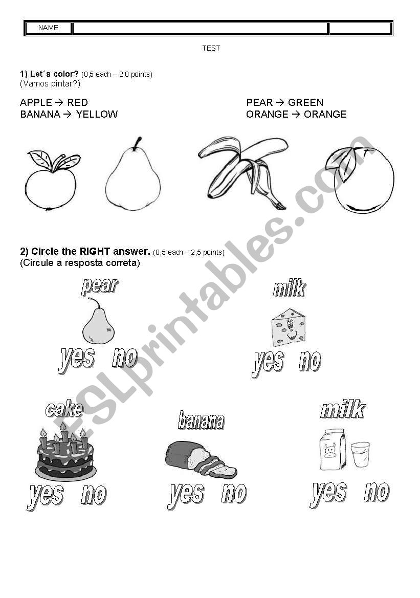 ENGLISH TEST worksheet