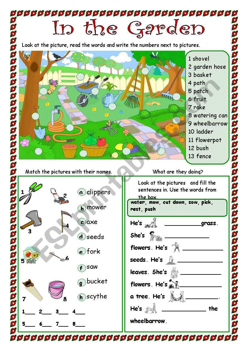 In the Garden worksheet