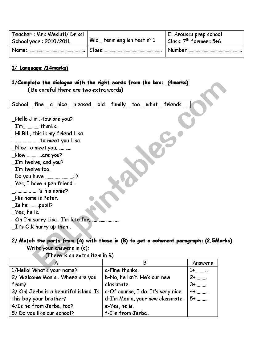 End term test n 2 worksheet