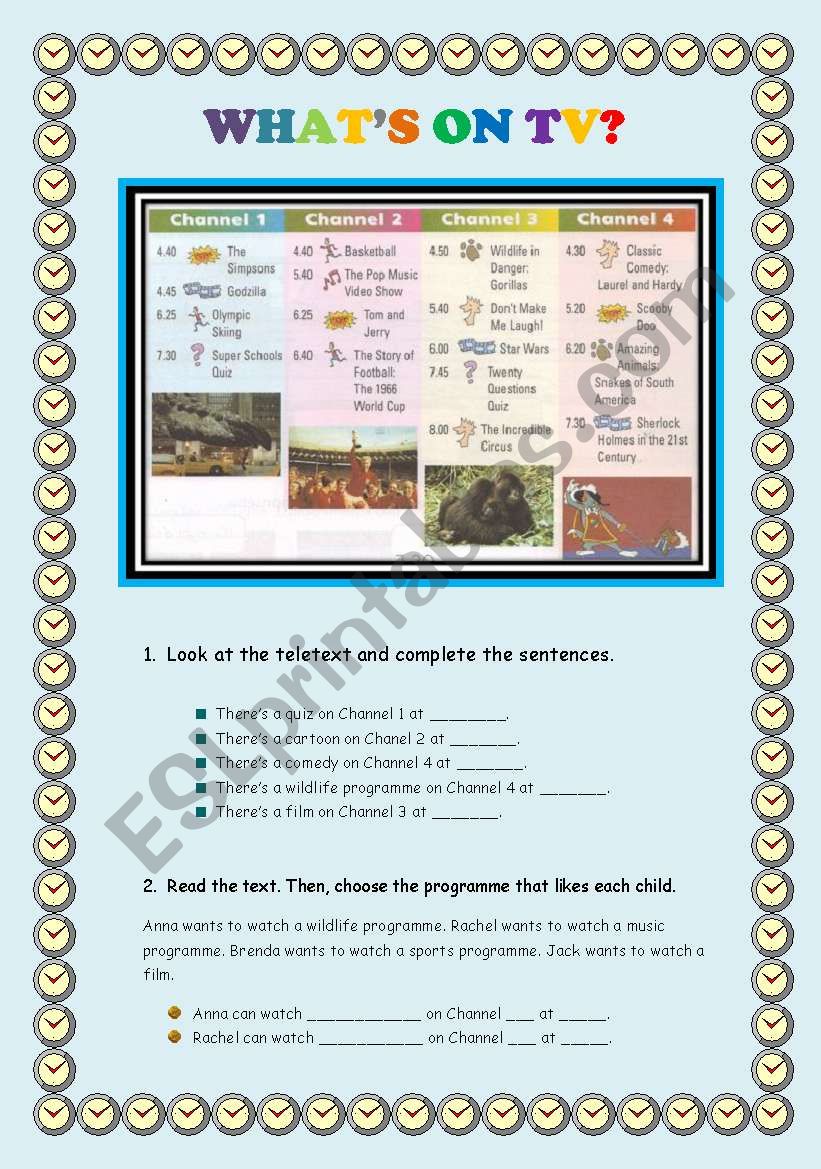 WHATS ON TV? Activities  worksheet