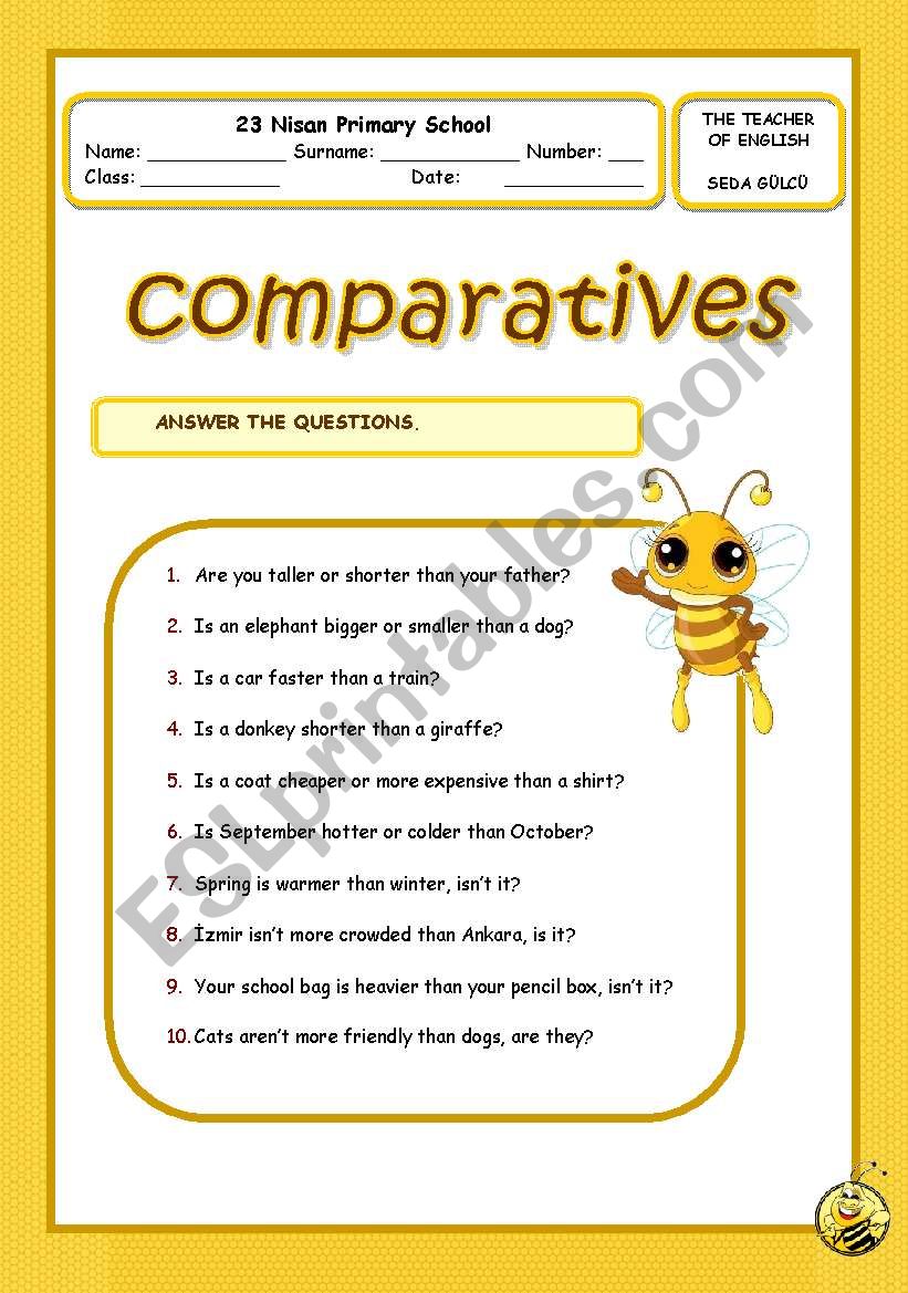 comparatives worksheet